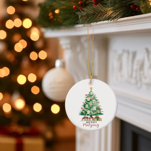 Candy Cane Mahjong Christmas Tree Ceramic Ornament Gifts