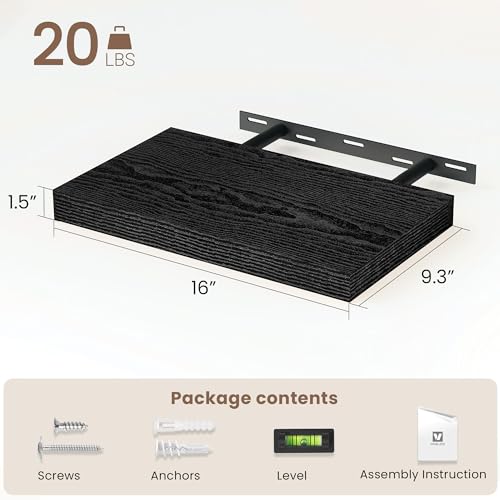 Floating Shelves 9 inch Deep 16”Long Set of 2 (2 Count)