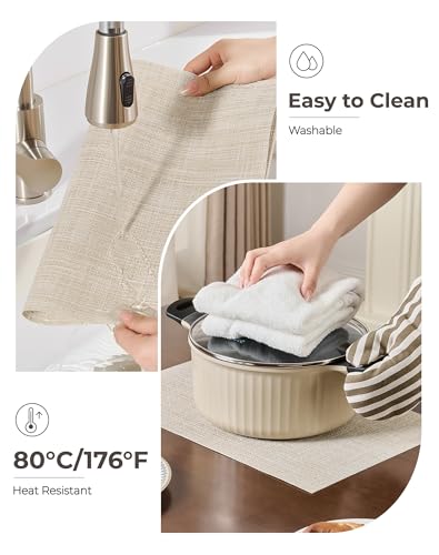 Woven Vinyl Beige Placemats Set of 6 (6 Count)
