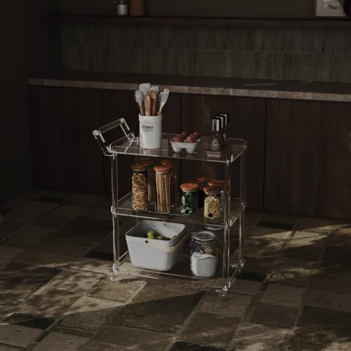 Acrylic Bar Cart with 4 Lockable Wheels