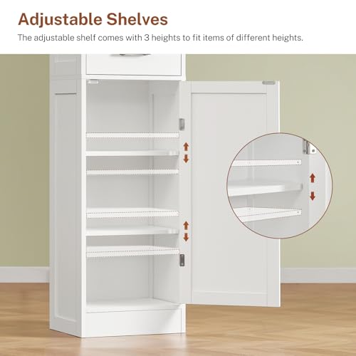 Tall Storage Cabinet with Door Shelves & Drawer