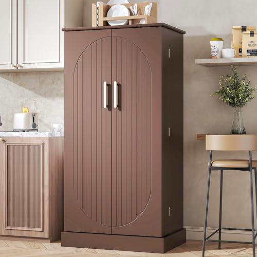 47" Kitchen Pantry Cabinet with Doors and Adjustable Shelves