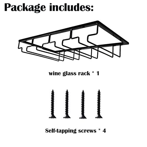 4 Rows Wine Glass Rack Under Cabinet Hanging Stemware Wine Glass Holder Under Shelf Wire Wine Glasses Racks Hanger for Bar