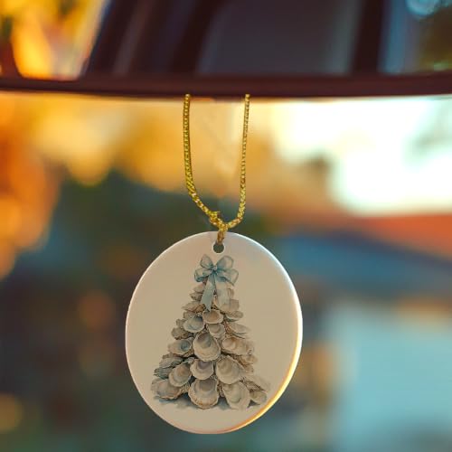 Blue Coastal Ocean Shell Tree Christmas Ceramic Ornament Gifts