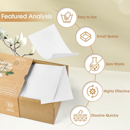 Laundry Detergent Sheets Magnolia Scent 160 Sheets 80 Large Loads Liquidless Effective Cleaning Zero Waste for All Washing Machine Traveling Dorm Life Save Space (160 Count)