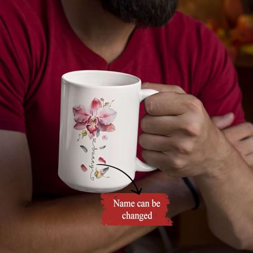 Novelty Coffee Cup With Orchid Design