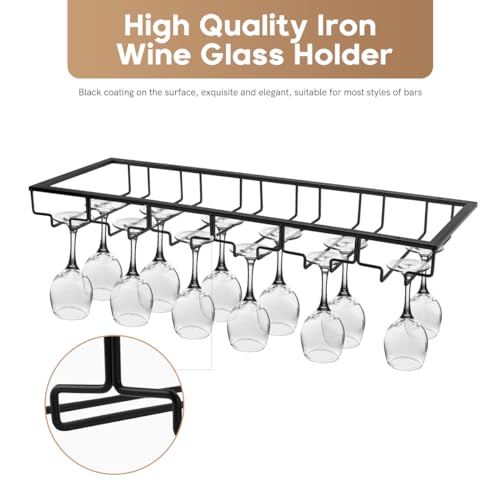 6 Row Wine Glass Rack Under Cabinet Large Capacity
