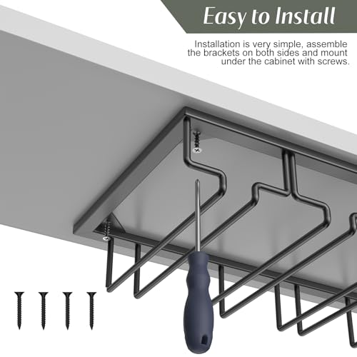12 Row Wine Glass Rack Under Cabinet Large Capacity