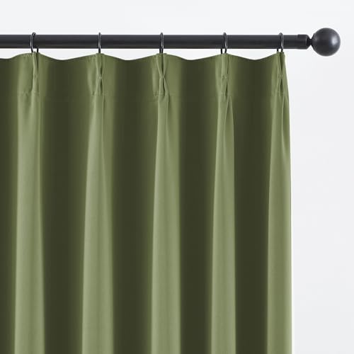 Sage Pinch Pleat Wide Curtains for Sliding Door 105 Inches Long