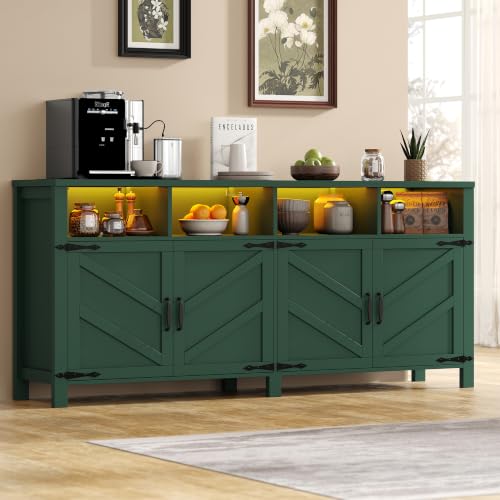 Buffet Sideboard with Storage with Power Outlets & LED Light
