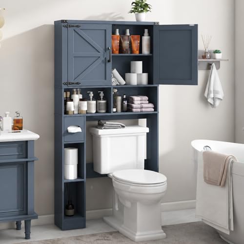 Over The Toilet Storage Cabinet with 2 Barn Doors