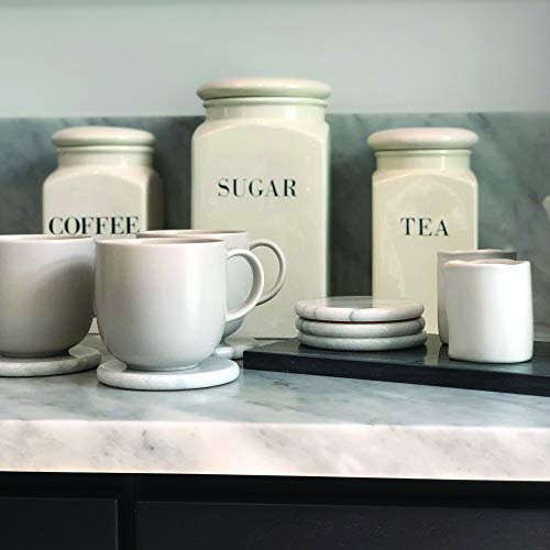 48749 Natural White Polished Marble Stone Coasters (6 Count)