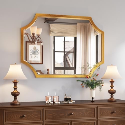 20"x28" Gold Foil Metal Scalloped Decorative Wall Mirror