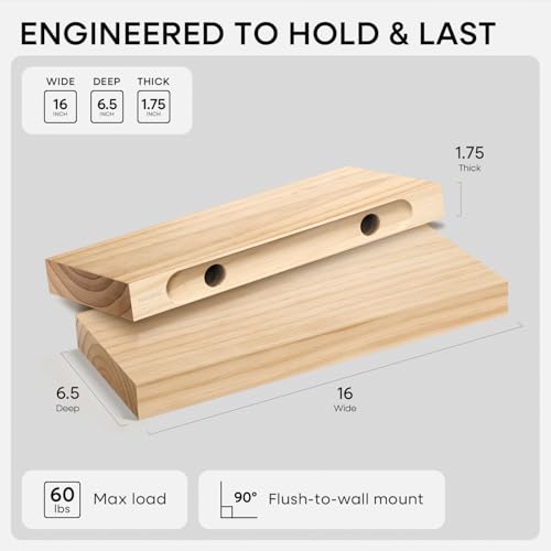 16 Inch Floating Shelves (4 Count)