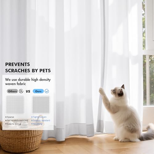 White Privacy Sheer Curtains 2 Panels 42W x 63L (2 Count)