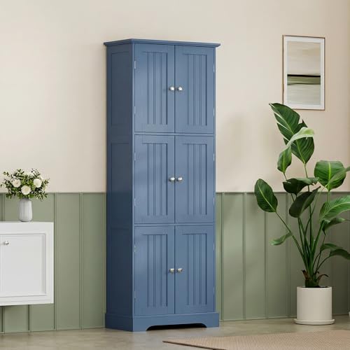 63.2" Tall Bathroom Storage Cabinet with 6 Doors
