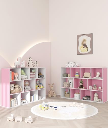 11 Cube Pink Kids Bookshelf and Toy Organizer