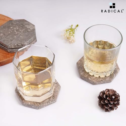 Marble Coasters Set of 6 Oceanic Drink Coasters for Table Decor