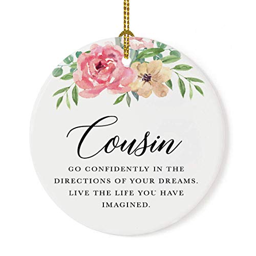 Round Ceramic Porcelain Christmas Tree Ornament Keepsake Gift for Cousins