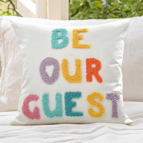 Boho Throw Pillow Covers 18*18 Spring Decorative Tufted Letters