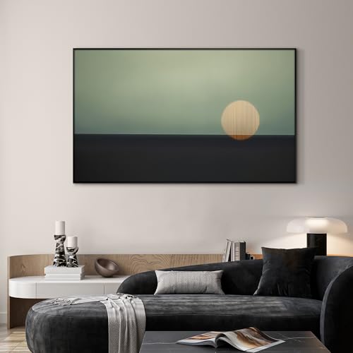 30"x60" Extra Large Framed Wall Art Minimalist Seascape Sunset with Golden Sun on Horizon for Home Living Room Bedroom Decor