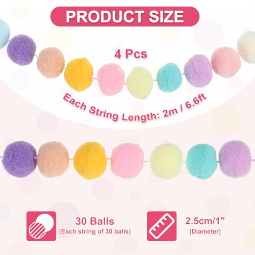 26Ft Pom Pom Garland Decorations