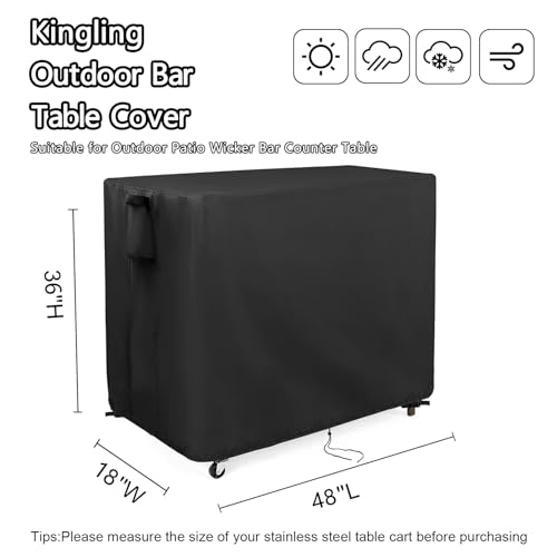 Outdoor Table Cover for Wicker Bar Cart 48''L x 18''W x 36''H