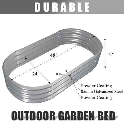 6 Pack 4x2x1ft Galvanized Raised Garden Bed Kit Oval Metal Ground Planter Box Outdoor Bottomless Planter Raised Beds for Vegetables Flowers Herbs Fruits