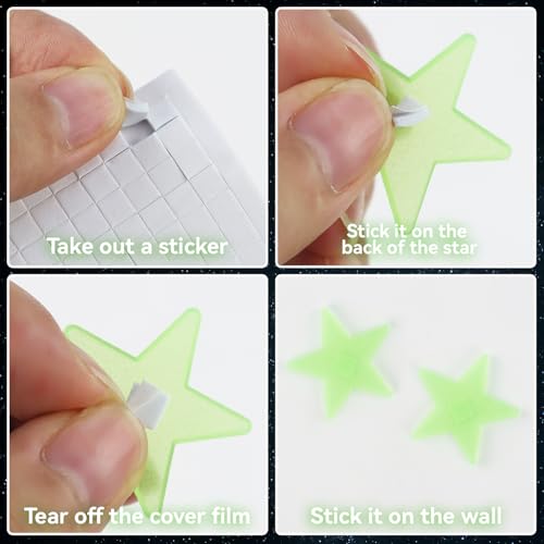 100 Stars and 1 Moon Glow in The Dark Luminous Fluorescent 3D Plastic Glow Stars Moon for Ceiling (101 Count)