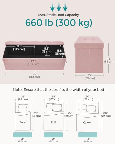 43.3 Inches Folding Storage Ottoman Bench