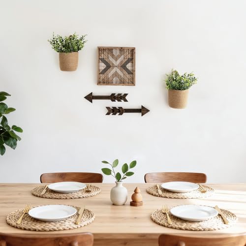 2Pcs Woven Hanging Wall Basket 5.5"W×6.2"H with Artificial Eucalyptus (2 Count)