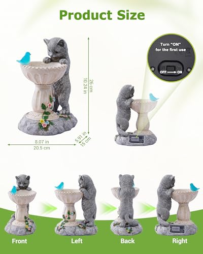 Solar Cat Statues for Garden Decor