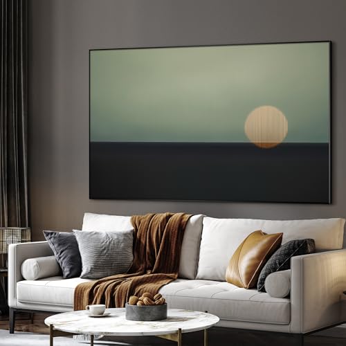46"x72" Extra Large Framed Wall Art Minimalist Seascape Sunset with Golden Sun on Horizon for Home Living Room Bedroom Decor