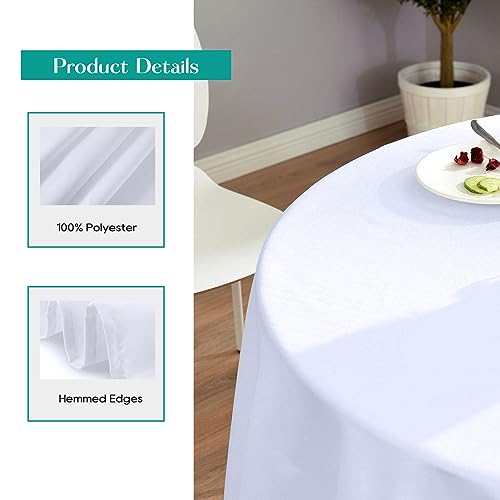10 Pack 132 Inch White Tablecloths for Round Tables (10 Count)