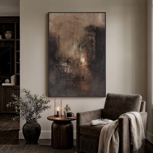 Extra Large Framed Brown Abstract Wall Art for Living Room