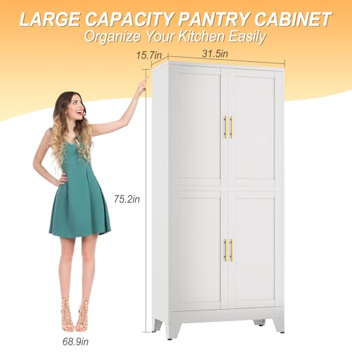 75" Tall Metal Kitchen Pantry Storage Cabinet