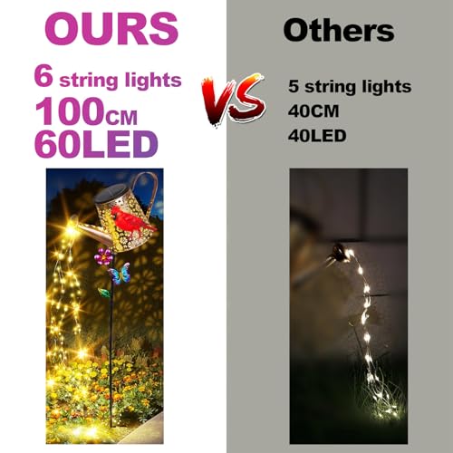 Solar Watering Can with Lights Outdoor Cardinal Garden Decor Gifts