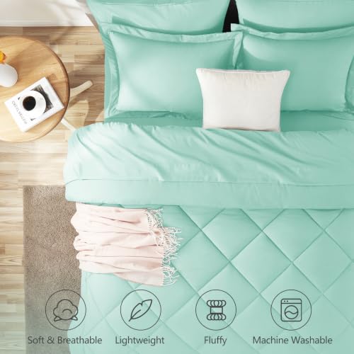 Queen Comforter Set 88"x88" Mint Green