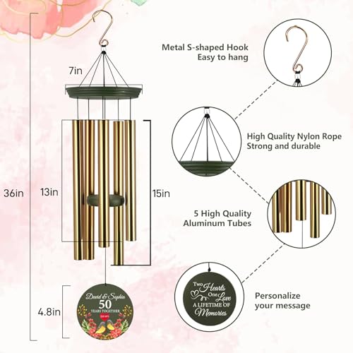 50th Anniversary Wind Chimes Personalized
