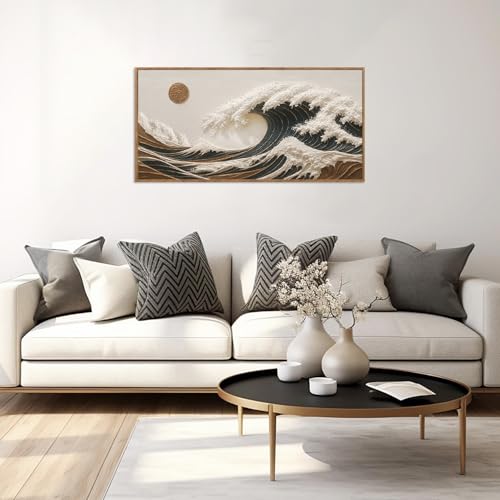 Boho Sea Great Wave Framed Canvas Wall Art