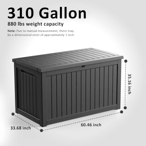 310 Gallon Deck Box Lockable Waterproof UV Resistant Black