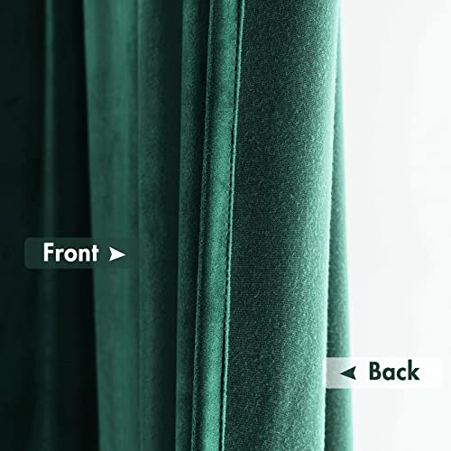 Dark Green Blackout Velvet Curtains Drapes 108 Inch Long 52"x108" (2 Count)