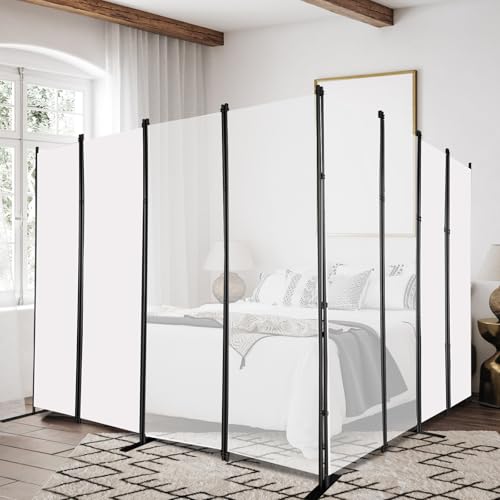 8 Panels White Room Divider Portable Privacy Screen 160" W X 72" H