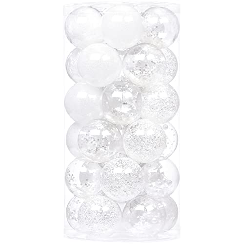 30 Pack Clear Christmas Ball Ornaments with Fillers (30 Count)