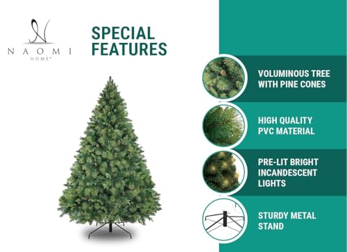 7.5ft Artificial Prelit Pine Cone Christmas Tree