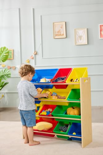 Kids Toy Storage Organizer With 12 Plastic Bins
