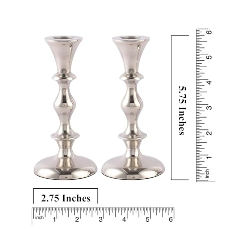 Silver Candle Holders Set of 2 Decorative Centerpiece Table Candlesticks Holders for Taper Candles Home Decor Easter Candle Holders for Dinner Party Wedding Decorations