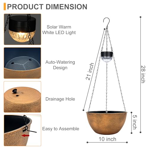2 Pack Solar Hanging Planters for Plants Outdoor (2 Count)