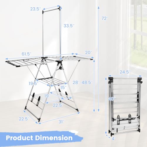 Foldable Clothes Drying Rack with 6