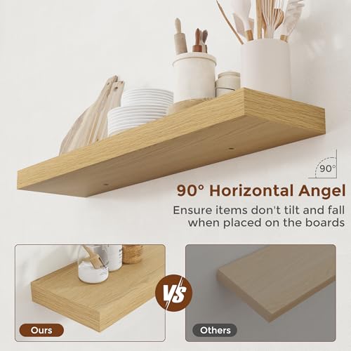 36 Inch Floating Shelves for Wall 8 Inch Deep Oak Shelves Set of 2 (2 Count)